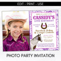 Cowgirl birthday party photo invitation
